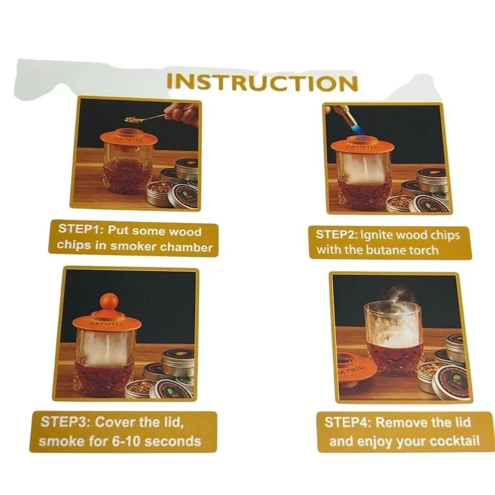 Okywill Cocktail Smoker Kit‎ with 4 Wood Chip Flavors & Instructions